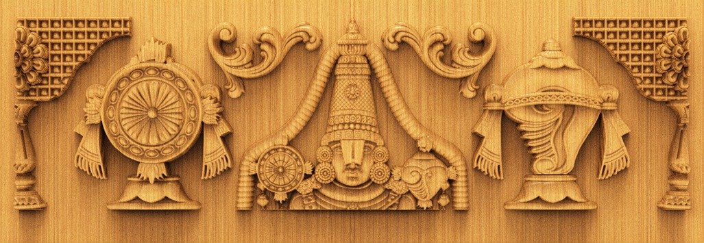 H God Frame - HB-22 Lord Venkateswara Divine Carved Temple Panel 3D Model